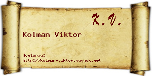 Kolman Viktor névjegykártya